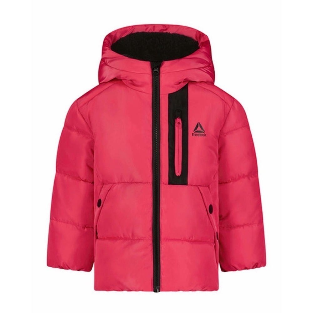 Reebok toddler girl's heavyweight puffer hoodie jacket pink 3T